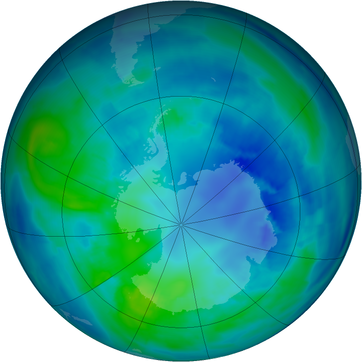 Antarctic ozone map for 17 April 2009